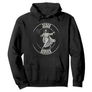 Christian Tennis Funny Gift For Believers Hoodie Jesus Serves TS12 Black Print Your Wear