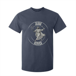 Christian Tennis Funny Gift For Believers T Shirt For Kid Jesus Serves TS12 Navy Print Your Wear