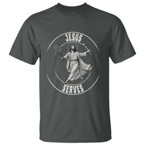 Christian Tennis Funny Gift For Believers T Shirt Jesus Serves TS12 Dark Heather Print Your Wear