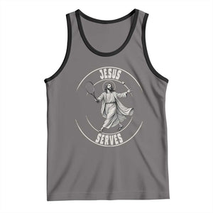 Christian Tennis Funny Gift For Believers Tank Top Jesus Serves TS12 Deep Heather Black Print Your Wear