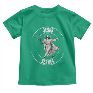 Christian Tennis Funny Gift For Believers Toddler T Shirt Jesus Serves TS12 Irish Green Print Your Wear