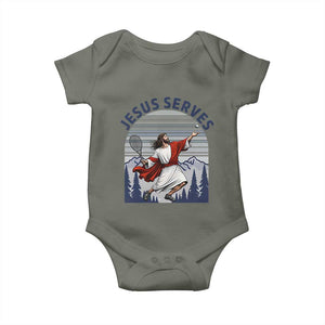 Christian Tennis Lover Gift Baby Onesie Funny Christian Gift TS12 Military Green Print Your Wear