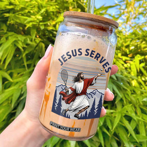 Christian Tennis Lover Gift Glass Can Funny Christian Gift TS12 White Print Your Wear