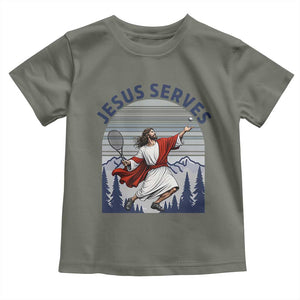 Christian Tennis Lover Gift Toddler T Shirt Funny Christian Gift TS12 Military Green Print Your Wear