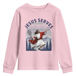Christian Tennis Lover Gift Youth Sweatshirt Funny Christian Gift TS12 Light Pink Print Your Wear