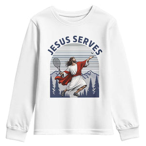 Christian Tennis Lover Gift Youth Sweatshirt Funny Christian Gift TS12 White Print Your Wear