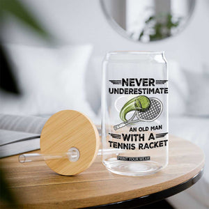 Funny Tennis Quote Glass Can Never Underestimate An Old Man With A Tennis Racket TS12 Print Your Wear