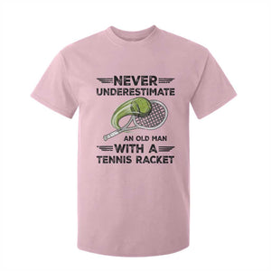 Funny Tennis Quote T Shirt For Kid Never Underestimate An Old Man With A Tennis Racket TS12 Light Pink Print Your Wear