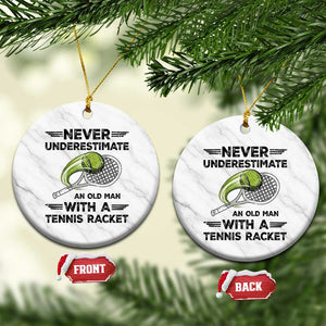 Funny Tennis Quote Ceramic Ornament Never Underestimate An Old Man With A Tennis Racket TS12 1pc White Marble Print Your Wear