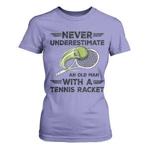 Funny Tennis Quote T Shirt For Women Never Underestimate An Old Man With A Tennis Racket TS12 Violet Print Your Wear
