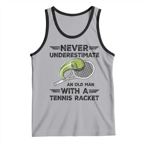 Funny Tennis Quote Tank Top Never Underestimate An Old Man With A Tennis Racket TS12 Athletic Heather Black Print Your Wear