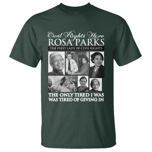 Rosa Parks Mother Of The Civil Rights Movement T Shirt Black History Salutes TS12 Dark Forest Green Print Your Wear
