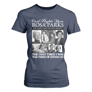 Rosa Parks Mother Of The Civil Rights Movement T Shirt For Women Black History Salutes TS12 Navy Print Your Wear