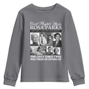 Rosa Parks Mother Of The Civil Rights Movement Youth Sweatshirt Black History Salutes TS12 Charcoal Print Your Wear