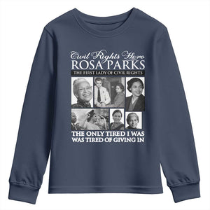 Rosa Parks Mother Of The Civil Rights Movement Youth Sweatshirt Black History Salutes TS12 Navy Print Your Wear