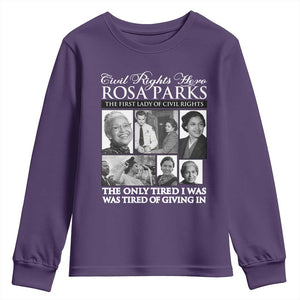 Rosa Parks Mother Of The Civil Rights Movement Youth Sweatshirt Black History Salutes TS12 Purple Print Your Wear