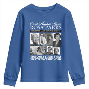 Rosa Parks Mother Of The Civil Rights Movement Youth Sweatshirt Black History Salutes TS12 Royal Blue Print Your Wear
