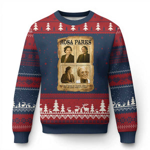 Vintage Rosa Parks Ugly Christmas Sweater Courage And Justice Quote TS12 Navy Red Print Your Wear