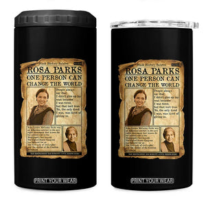 Vintage Newspaper Rosa Parks 4 in 1 Can Cooler Tumbler One Person Can Change The World Quote TS12 One Size: 16 oz Black Print Your Wear