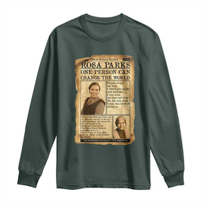 Vintage Newspaper Rosa Parks Long Sleeve Shirt One Person Can Change The World Quote TS12 Dark Forest Green Print Your Wear