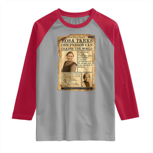 Vintage Newspaper Rosa Parks Raglan Shirt One Person Can Change The World Quote TS12 Sport Gray Red Print Your Wear