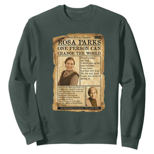 Vintage Newspaper Rosa Parks Sweatshirt One Person Can Change The World Quote TS12 Dark Forest Green Print Your Wear