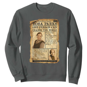 Vintage Newspaper Rosa Parks Sweatshirt One Person Can Change The World Quote TS12 Dark Heather Print Your Wear