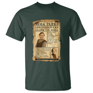 Vintage Newspaper Rosa Parks T Shirt One Person Can Change The World Quote TS12 Dark Forest Green Print Your Wear