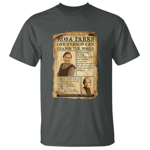 Vintage Newspaper Rosa Parks T Shirt One Person Can Change The World Quote TS12 Dark Heather Print Your Wear