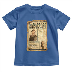 Vintage Newspaper Rosa Parks Toddler T Shirt One Person Can Change The World Quote TS12 Royal Blue Print Your Wear