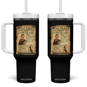 Vintage Newspaper Rosa Parks Tumbler With Handle One Person Can Change The World Quote TS12 One Size: 40 oz Black Print Your Wear