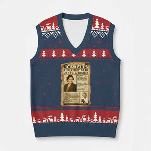 Vintage Newspaper Rosa Parks V-Neck Knit Sweater Vest Civil Rights Hero TS12 Navy Red Print Your Wear