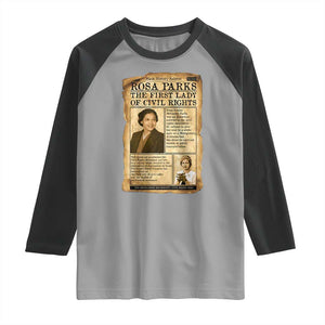 Vintage Newspaper Rosa Parks Raglan Shirt Civil Rights Hero TS12 Sport Gray Black Print Your Wear
