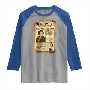 Vintage Newspaper Rosa Parks Raglan Shirt Civil Rights Hero TS12 Sport Gray Royal Print Your Wear
