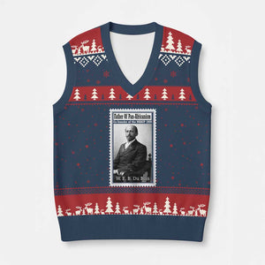 Vintage Stamp W E B Du Bois V-Neck Knit Sweater Vest Black Thought Leader TS12 Navy Red Print Your Wear