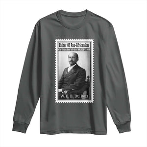 Vintage Stamp W E B Du Bois Long Sleeve Shirt Black Thought Leader TS12 Dark Heather Print Your Wear