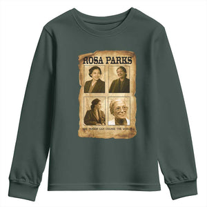 One Person Can Change The World Quote Youth Sweatshirt Rosa Parks Legacy TS12 Dark Forest Green Print Your Wear