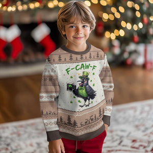 F Caw F Raven Lover Ugly Christmas Sweater Funny St Patricks Day Gift TS12 Mocha Mousse Print Your Wear