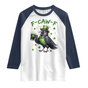 F Caw F Raven Lover Raglan Shirt Funny St Patricks Day Gift TS12 White Navy Print Your Wear