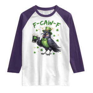 F Caw F Raven Lover Raglan Shirt Funny St Patricks Day Gift TS12 White Purple Print Your Wear