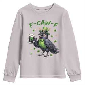 F Caw F Raven Lover Youth Sweatshirt Funny St Patricks Day Gift TS12 Ice Gray Print Your Wear