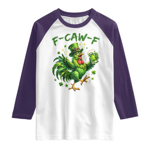 F Caw F Drunk Irish Chicken Raglan Shirt Funny St Patricks Day Gift TS12 White Purple Print Your Wear