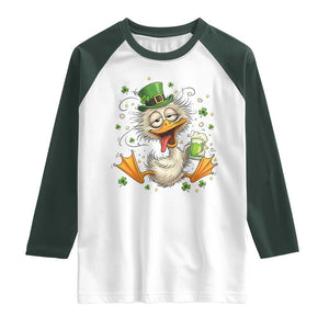 Funny Drunk Irish Duck Raglan Shirt St Patricks Day Gift TS12 White Dark Forest Green Print Your Wear