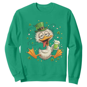 Funny Drunk Irish Duck Sweatshirt St Patricks Day Gift TS12 Irish Green Print Your Wear