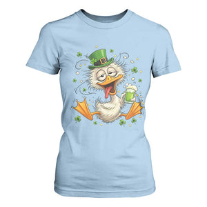 Funny Drunk Irish Duck T Shirt For Women St Patricks Day Gift TS12 Light Blue Print Your Wear