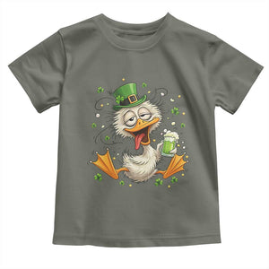 Funny Drunk Irish Duck Toddler T Shirt St Patricks Day Gift TS12 Military Green Print Your Wear