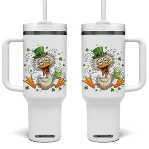 Funny Drunk Irish Duck Tumbler With Handle St Patricks Day Gift TS12 One Size: 40 oz White Print Your Wear