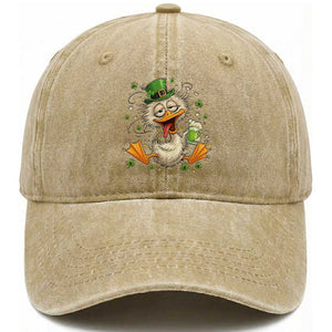 Funny Drunk Irish Duck Washed Cotton Baseball Cap St Patricks Day Gift TS12 Print Your Wear