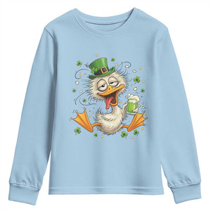 Funny Drunk Irish Duck Youth Sweatshirt St Patricks Day Gift TS12 Light Blue Print Your Wear