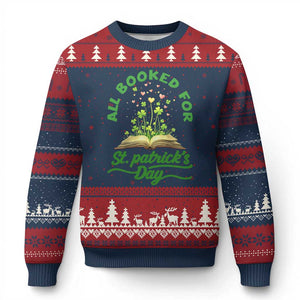 All Booked For St Patricks Day Ugly Christmas Sweater Irish Reader Gift TS12 Navy Red Print Your Wear